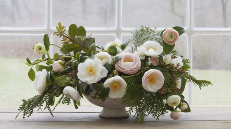 Winter Floral Arrangements with Camellias